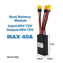 Ebike Double Battery Pack Balance Discharger for Electric Bike and E-Scooter 20-72v Max 20A/30A/40A Dual Battery Module