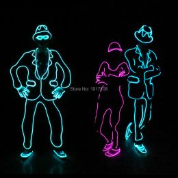 2021New Type EL Wire Suit DIY Glowing party clothes accessories by the Style of LED DJ Men Gift for Bar Party DIY Decoration