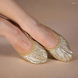 Dance Shoes Straight Gold Practise Belly Dancing Adult Women's Professional Slippers Flat With Ballerina Leather Soles