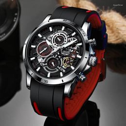 Wristwatches LIGE Casual Watches For Men Top Silicone Sport Watch Quartz Date Clock Waterproof Chronograph Wrist Man