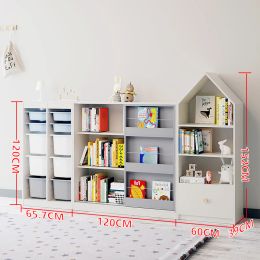 Solid Wood Children's Bookshelf Picture Book Shelf Floo Bookcase Sliding Door Shelf Baby Toy Storage Cabinet Furniture WKBC