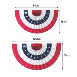 Independence Day Flag Striped Stars Printing Pleated Fan Shaped July 4th USA National Day Half Flag Festive Supplies