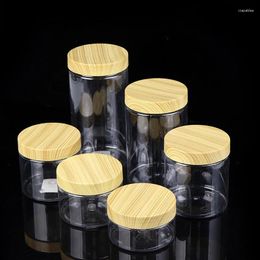 Storage Bottles Empty Clear Jar Container With Plastic Imitation Wood Lid Bottle Grain