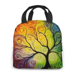 Rainbow Tree of Life Lunch Bag Adult Tote Bag Reusable Lunch Box Container For Women Men School Office Work