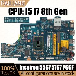 Motherboard For Dell Inspiron 5567 5767 P66F Notebook Mainboard Laptop BAL21 LAD802P i3/i5/i7 7th Gen 081YW5 0DG5G3 Motherboard Full Tested