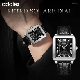 Wristwatches Addies Quartz Watches Mens Business Dress Waterproof Wristwatch Men Luxury Stainless Steel Breathable Leather Reloj Hombre