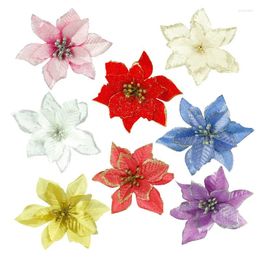 Decorative Flowers Christmas Artificial Gold Flower Tree Pendant Garland Accessories