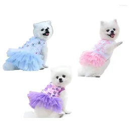 Dog Apparel Small Lace Chiffon Dress Fashion Birthday Party Puppy Wedding Cute Summer Pet Costume Blue Purple Pink