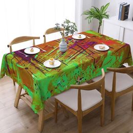 Table Cloth Rectangular Tablecloth Neon Paint Abstract Splatter Print Cover Home Picnic Events Party Decoration