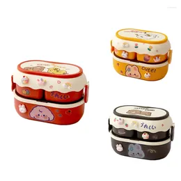 Dinnerware ABSF Cute Bear Lunch Box For Kids Portable Plastic Adults Work Microwavable School Children