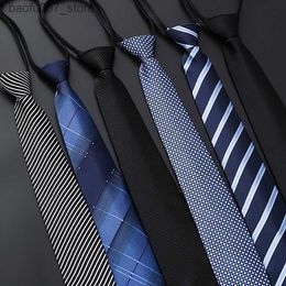 Neck Ties Mens business suit ZIPPER TIE bridegrooms wedding blue stripe Korean black lazy tieQ