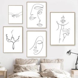Abstract minimalist lines, women's wall art canvas, North European and American studies and printmaking, living room decoration