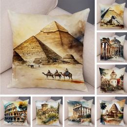 Pillow Vintage World Building Roman Pillowcase Double Print Decor Ancient City Case For Sofa Home Car Short Plush Cover