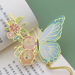 Stationery Book Lovers Hollow Tassel Hollowed Butterfly Flower Bookmark Metal Reading Bookmark Book Paginator Book Page Marker