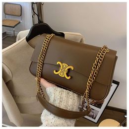 Leather Handbag Designer Sells New Women's Bags at 50% Discount Style Womens Small Square Bag Single Shoulder Crossbody Fashionable and Versatile Trendy High-end