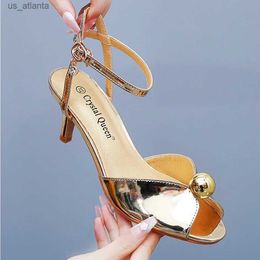 Sandals Crystal Queen Gold White Pearl Luxury Wedding Shoes Women Stiletto Open Toe High Heels Banquet Dress Sandal H240409