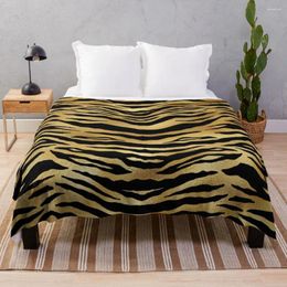 Blankets Gold Tiger Stripes Throw Blanket Designer Fleece Fabric Thin