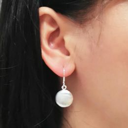 Dangle Earrings Korea Fashion 925 Sterling Silver Woman Round Elegant High Quality Fine Jewelery Gift