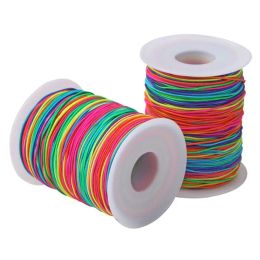 100m Rainbow Colourful Elastic Cord 1mm Thread Stretch String Craft for Beading Braiding DIY Jewelry