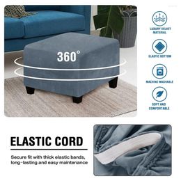 Chair Covers Velvet Ottoman Slipcover Elastic Square Footstool Stool Cover Furniture Protector Sofa Footrest