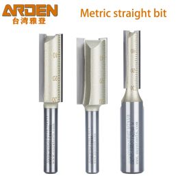ARDEN Metric 1/4 1/2 Inch Shank Straight Router Bit 2 Flute 3-25mm Cutting Diameter Carbide Slotted Cutting Carving for Wood MDF
