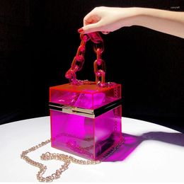 Evening Bags Box Purse Acrylic Purple Clutch Elegant Handbag Bridal Party Shoulder Bag Ladies 2024 Bucket For Women Trends