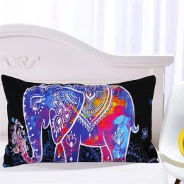 3D Print Bohemian Elephant Comforter Bedding Sets 200x200 Blue Blue Background Microfiber Bed Comforter Set Double