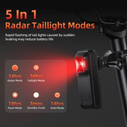 Elecpow Bicycle Smart Radar Tail Light Bike Safe Rear Lamp Blind Spot Monitor IPX6 Waterproof Brake Sensing Lamp 4 Lighting Mod