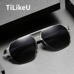 Sunglasses Fashion Nylon Polarised Europe Brand Design Double Bridge Irregular Frame Metal For Men Women