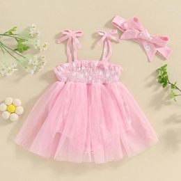Clothing Sets Baby Girl 2 Piece Outfits Daisy Print Sleeveless Mesh Romper Dress And Headband Set Cute Fashion Summer Clothes For 0-18