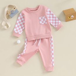 Clothing Sets Toddle Baby Girl Fall Round Neck Letter Print Long Sleeve Pullover Elastic Pockets Pants Cotton Outfit Clothes Sweatshirt