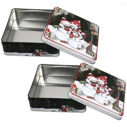 Storage Bottles 2pcs Empty Tin Box Tinplate Cookie Decorative Christmas Candy Biscuits Treat