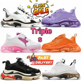 Designer triple s men women 17FW track for Men Women Designer Casual Shoes Platform Sneakers Clear Sole Black White Grey Red Pink