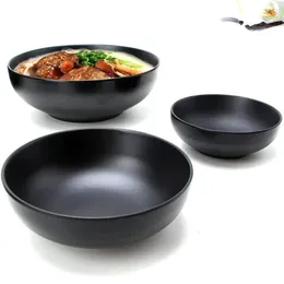 Bowls Black 5 Sizes For Noodle Salad Soup Home Melamine Imitation Porcelain Tableware Ramen Bowl Kitchen Supplies