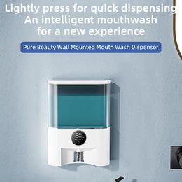 Liquid Soap Dispenser Wall Mounted Automatic Mouthwash Pump 500ML LED Display Wireless Smart Inductive Mouth Washing Machine With 4pcs Cup