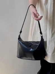 Evening Bags 2024 Design Elegant Women's Bag Simple Casual Black Ladies Hobos Zipper Soft Underarm Small Shoulder For Women