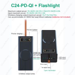 C24 Power Bank Case 24*18650 USB Welding Free Power Bank Case Detachable Portable QC 3.0 PD DIY Shell Housing For Powerbank