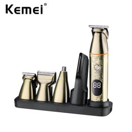 Trimmers Kemei Waterproof Electric Hair Trimmer Beard Grooming Kit Moustache Nose Hair Trimmer Body Shaver Cordless Clipper Electric Razor