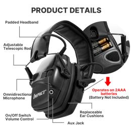 Tactical Headphone Shooting Headset Noise Cancelling for Hunting Can Buy with Accessories Like Case ARC Helmet Rail Adapter