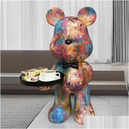 Decorative Objects & Figurines Home Decor Creative Doll Bear Floor Ornament Living Room Trend Soft Decoration Welcome Tray Animal Stat Dhwsw