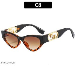 Сумка для солнцезащитных очков Fendin Designer Designer Cat Eye Sun Очетляные очки для женщин для женщин Тенденция металлические декоративные очки