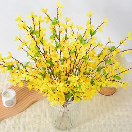 Decorative Flowers Spring Greeting Artificial Flower Wen Xin Orchid Yellow Silk Shopping Mall Window Home Decoration Fake Wedding