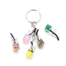 10Pcs/Lot Mini Glass Resin Bottle Charms Fruit Juice Tea Charm Dangle Earring Necklace Pendants for Christmas DIY Jewellery M
