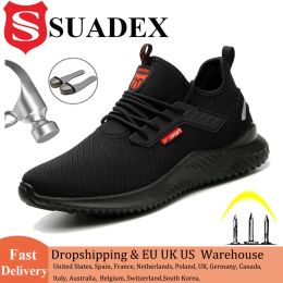 Boots Suadex Safety Antismashing Shoes Steel Toe Work Shoes Puncture Proof Men Indestructible Safety Boots Breathable Work Sneakers