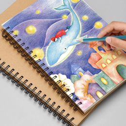 Notebook Spiral Sketchbook Diary Drawing Painting Graffiti A5 B6 Kraft Paper Cover Blank Paper Notebook School Supply