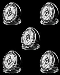 5pcs Collection Coin European Brotherhood masons Masonic Craft Token 1 oz Silver Plated Challenge Badge2108732