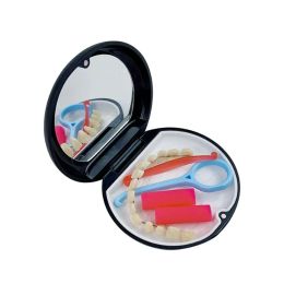 Denture Storage Orthodontic Storage Box,False Teeth Container Storage With mirror Rinsing Basket Mouth Guard Braces Oral Health