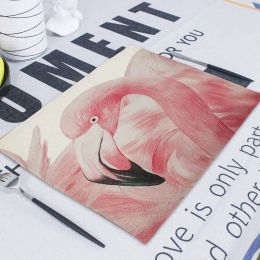 Flamingo Napkin 42X32Cm Linen Tea Towel Rectangle Decorative Paper Napkins Fabric Kitchen Napkins On The Table Mats For Weddings