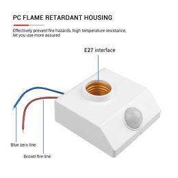 E27 LED Bulb Light Holder PIR Smart Human Body Infrared Sensor Lamp Holder 220V With regulate Switch for Home Lighting Corridor