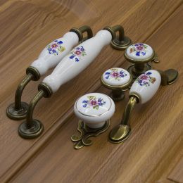 Brass White Creamic Cabinet Handles Knobs Drawer Pulls Kitchen Door Handles Furniture Handle Cabinet Door Hardware Accessories